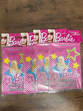 16 Barbie Pink and Yellow Activity Books with Star Graphic Sealed in Package